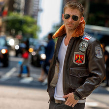 Load image into Gallery viewer, Marvel TOP GUN BLACK Flight BOMBER FAUX LEATHER JACKET Maverick tom cruise  costume