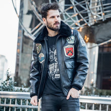 Load image into Gallery viewer, Marvel TOP GUN BLACK Flight BOMBER FAUX LEATHER JACKET Maverick tom cruise  costume