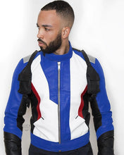 Load image into Gallery viewer, Mens Soldier 76 Leather Jacket Blue