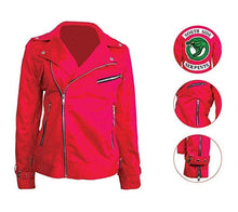 Load image into Gallery viewer, Real Women Red Leather Jacket Riverdale Southside Serpents Madelaine Petsch