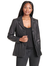 Load image into Gallery viewer, Women&#39;s Notch Collar Genuine Leather Jacket