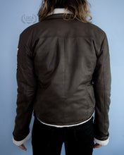 Load image into Gallery viewer, Mens Tracer Jacket Brown Leather White Fur Lining Bomber