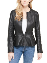 Load image into Gallery viewer, Peplum Faux Leather Jacket