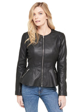 Load image into Gallery viewer, Peplum Faux Leather Jacket
