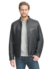 Load image into Gallery viewer, Leather Jacket w/ Chest Zipper Black