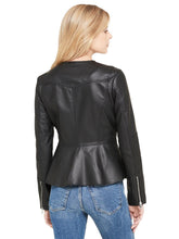 Load image into Gallery viewer, Peplum Faux Leather Jacket