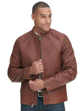 Load image into Gallery viewer, Vintage Multi Seam Snap Tab Leather Moto Jacket