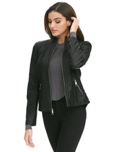 Load image into Gallery viewer, Women&#39;s Side Lace-Up Faux Leather Jacket