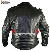 Load image into Gallery viewer, Xelement B7210 &#39;Cool Rider&#39; Men&#39;s Black Vented Leather Motorcycle Jacket