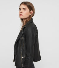 Load image into Gallery viewer, Women&#39;s CARGO LEATHER BIKER JACKET