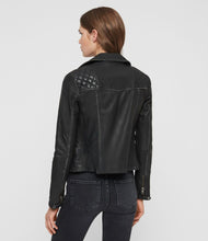 Load image into Gallery viewer, Women&#39;s CARGO LEATHER BIKER JACKET