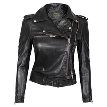 Load image into Gallery viewer, Womens Black Motorcycle Style Jacket