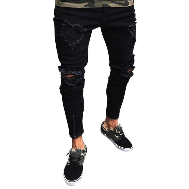 WENYUJH 2019 Fashion Ripped Jeans Men Pants Skinny Slim Straight